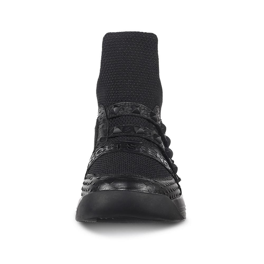 SKYTRACK Mesh Knit High Rivet Leather Black - Soulsfeng