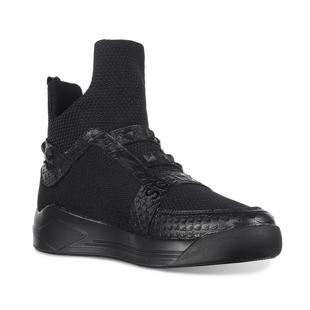 SKYTRACK Mesh Knit High Rivet Leather Black - Soulsfeng