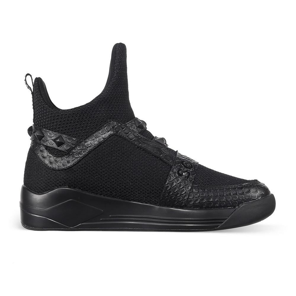 SKYTRACK Mesh Knit High Rivet Leather Black - Soulsfeng