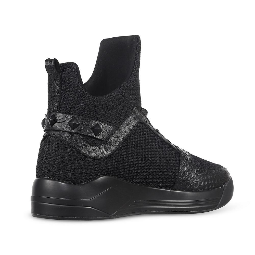 SKYTRACK Mesh Knit High Rivet Leather Black - Soulsfeng