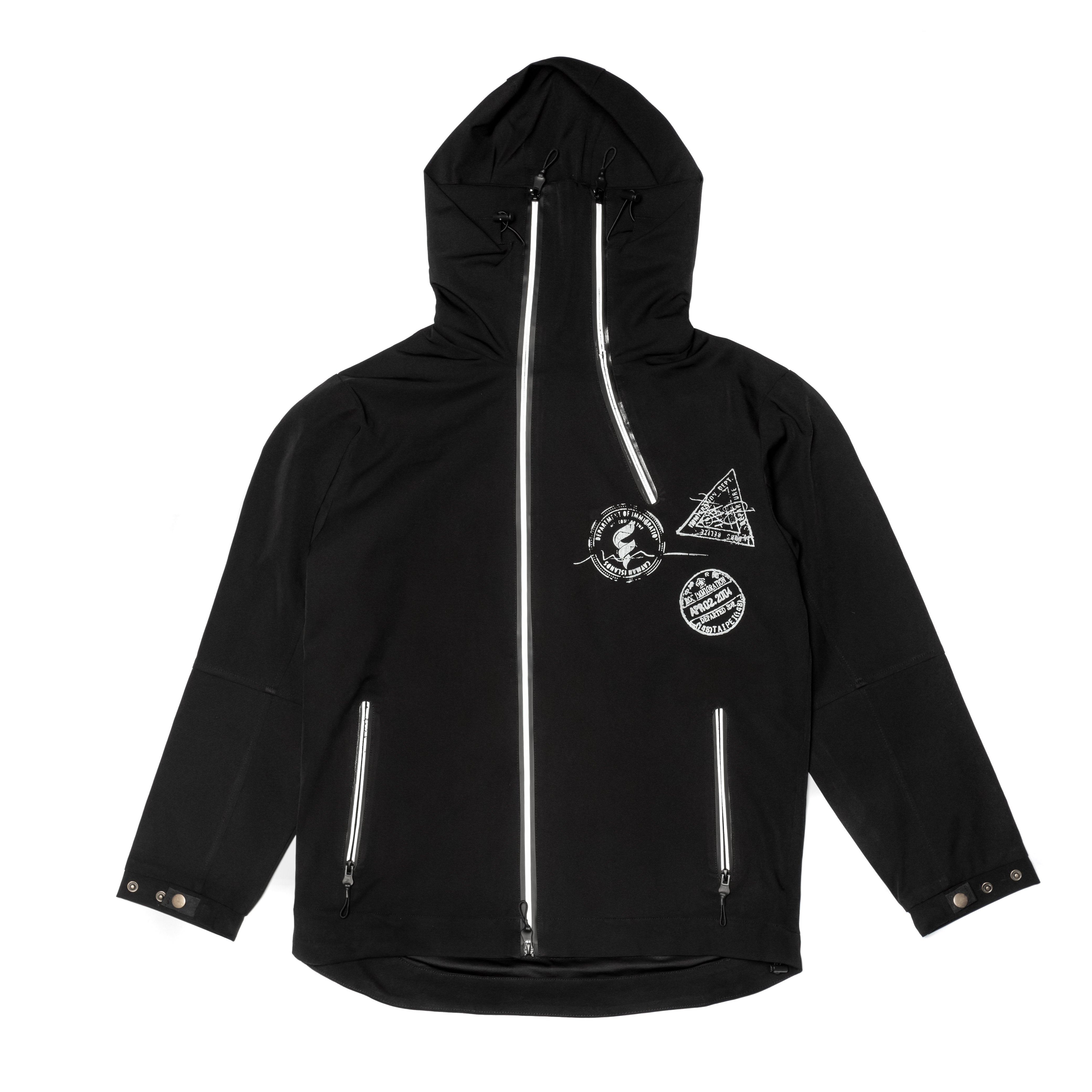 Slant opening hooded storm jacket